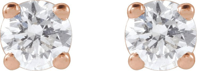 14K Gold Lab-Grown Diamond Round 4-Prong Lightweight Stud Earrings – up to 1 1/4 CTW - Rose Gold - view 2