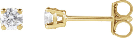 14K Gold Lab-Grown Diamond Round 4-Prong Lightweight Stud Earrings – up to 1 1/4 CTW - Yellow Gold