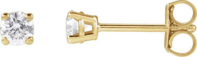 14K Gold Lab-Grown Diamond Round 4-Prong Lightweight Stud Earrings – up to 1 1/4 CTW - Yellow Gold