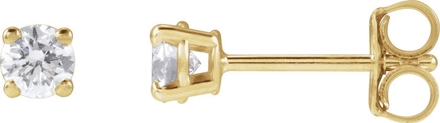 14K Gold Lab-Grown Diamond Round 4-Prong Lightweight Stud Earrings – 2.5-7.25mm Stones - Yellow Gold