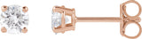 14K Gold Lab-Grown Diamond Round 4-Prong Lightweight Stud Earrings – up to 1 1/4 CTW - Rose Gold