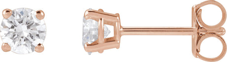 14K Gold Lab-Grown Diamond Round 4-Prong Lightweight Stud Earrings – up to 1 1/4 CTW - Rose Gold