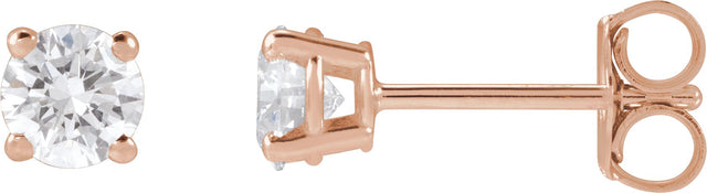 14K Gold Lab-Grown Diamond Round 4-Prong Lightweight Stud Earrings – up to 1 1/4 CTW - Rose Gold