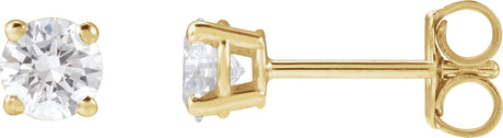14K Gold Lab-Grown Diamond Round 4-Prong Lightweight Stud Earrings – up to 1 1/4 CTW - Yellow Gold
