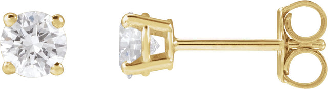 14K Gold Lab-Grown Diamond Round 4-Prong Lightweight Stud Earrings – up to 1 1/4 CTW - Yellow Gold