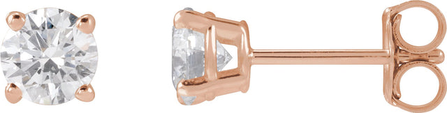 14K Gold Lab-Grown Diamond Round 4-Prong Lightweight Stud Earrings – up to 1 1/4 CTW - Rose Gold