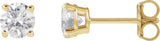 14K Gold Lab-Grown Diamond Round 4-Prong Lightweight Stud Earrings – up to 1 1/4 CTW - Yellow Gold