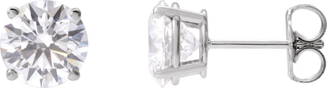 14K Gold Lab-Grown Diamond Round 4-Prong Lightweight Stud Earrings – up to 1 1/4 CTW - White Gold