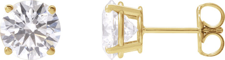 14K Gold Lab-Grown Diamond Round 4-Prong Lightweight Stud Earrings – up to 1 1/4 CTW - Yellow Gold