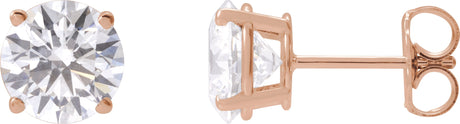 14K Gold Lab-Grown Diamond Round 4-Prong Lightweight Stud Earrings – up to 1 1/4 CTW - Rose Gold