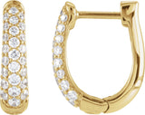 14K Gold Round Lab-Grown Diamond Accented U-Hoop Earrings - Yellow Gold