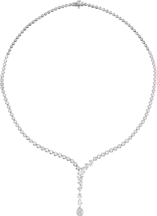 14K Gold Pear Lab-Grown Diamond Line Necklace - White Gold