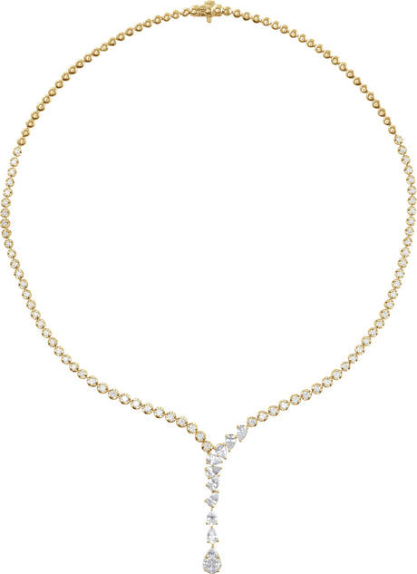 14K Gold Pear Lab-Grown Diamond Line Necklace - Yellow Gold