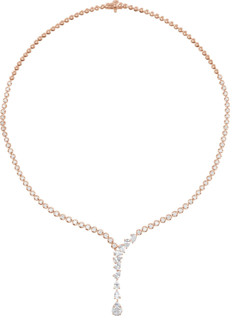 14K Gold Pear Lab-Grown Diamond Line Necklace - Rose Gold