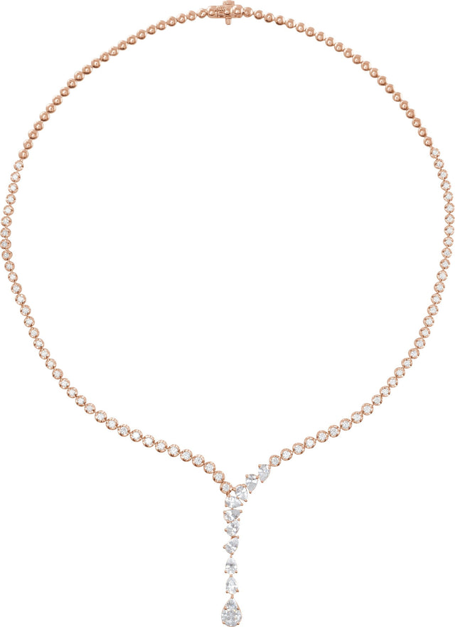 14K Gold Pear Lab-Grown Diamond Line Necklace - Rose Gold