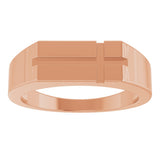 Men's 14K Gold Rectangle Cross Signet Ring (Style R50060) - Rose Gold - view 3