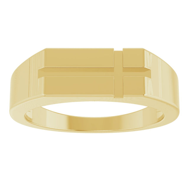 Men's 14K Gold Rectangle Cross Signet Ring (Style R50060) - Yellow Gold - view 3