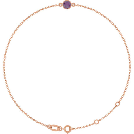 14K Gold Round Lab-Grown Alexandrite Bezel-Set Link Bracelet - Rose Gold