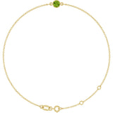 14K Gold Round Natural Peridot Bezel-Set Link Bracelet - Yellow Gold