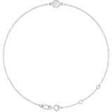 14K Gold Round Natural White Sapphire Bezel-Set Link Bracelet - White Gold