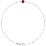 14K Gold Round Natural Ruby Bezel-Set Link Bracelet - White Gold