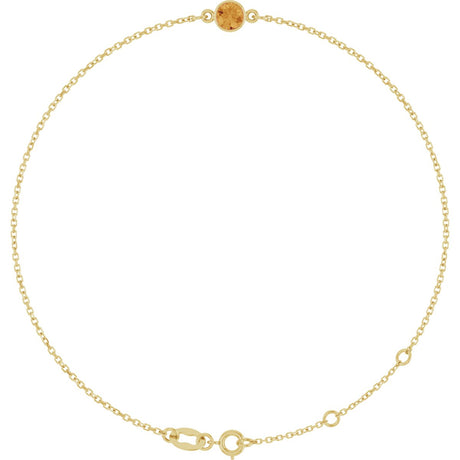 14K Gold Round Natural Citrine Bezel-Set Link Bracelet - Yellow Gold