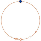 14K Gold Round Natural Blue Sapphire Bezel-Set Link Bracelet - Rose Gold