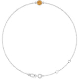 14K Gold Round Natural Citrine Bezel-Set Link Bracelet - White Gold