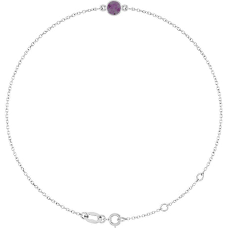 14K Gold Round Lab-Grown Alexandrite Bezel-Set Link Bracelet - White Gold