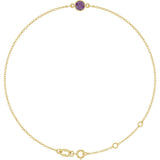 14K Gold Round Lab-Grown Alexandrite Bezel-Set Link Bracelet - Yellow Gold