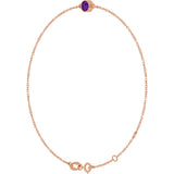 14K Gold Round Natural Amethyst Bezel-Set Link Bracelet - Rose Gold - view 2