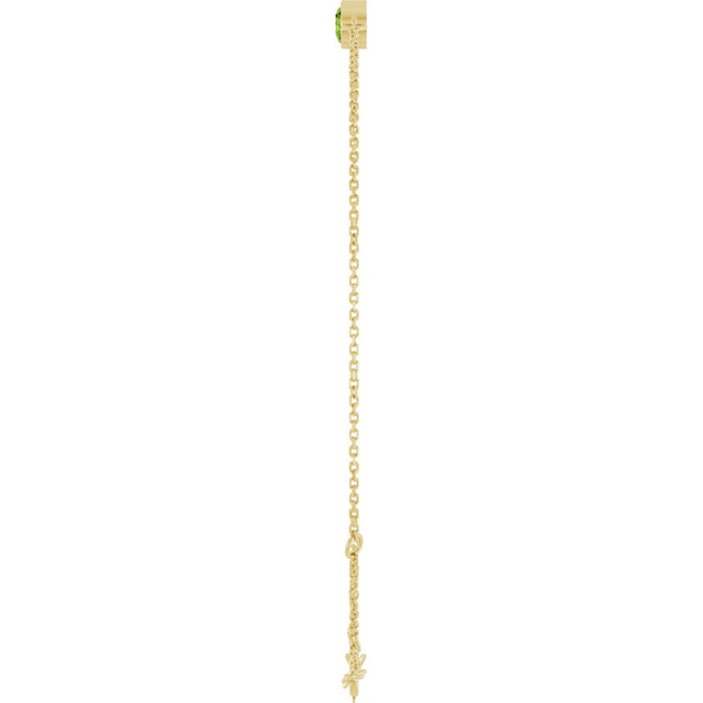 14K Gold Round Natural Peridot Bezel-Set Link Bracelet - Yellow Gold - view 3
