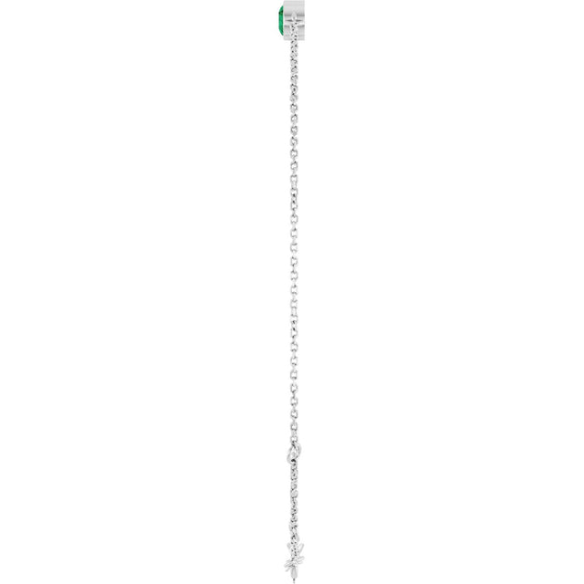 14K Gold Round Lab-Grown Emerald Bezel-Set Link Bracelet - White Gold - view 3
