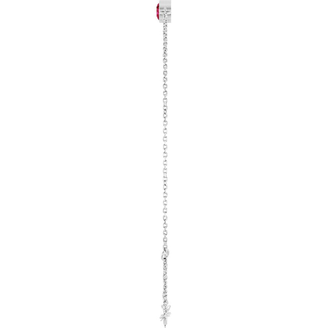 14K Gold Round Natural Ruby Bezel-Set Link Bracelet - White Gold - view 3