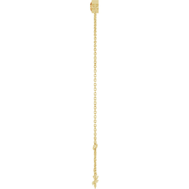 14K Gold Round Natural Citrine Bezel-Set Link Bracelet - Yellow Gold - view 3