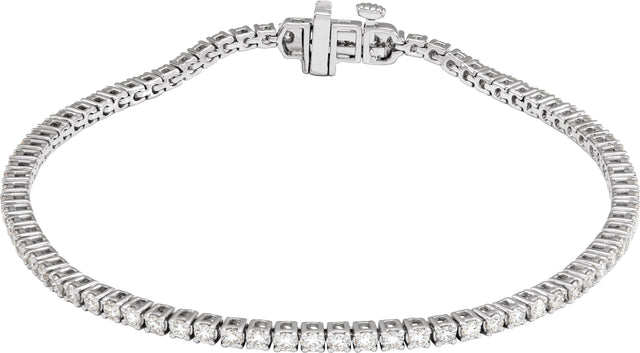 14K Gold Round Lab-Grown Diamond Line Bracelet – 1.8-4.25mm Stones - White Gold