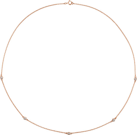 14K Gold Lab-Grown Diamond Bezel-Set Station Necklace - Rose Gold