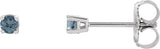14K Gold Natural Aquamarine Round 4-Prong Lightweight Stud Earrings - White Gold