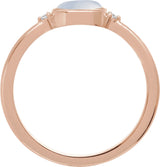 14K Gold Natural Rainbow Moonstone Bezel-Set Cabochon Ring – .03 CTW - Rose Gold - view 2