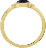14K Gold Natural Black Onyx Bezel-Set Cabochon Ring – .03 CTW - Yellow Gold - view 2