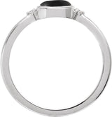 14K Gold Natural Black Onyx Bezel-Set Cabochon Ring – .03 CTW - White Gold - view 2