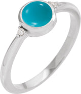 Platinum Natural Turquoise Bezel-Set Cabochon Ring – .03 CTW