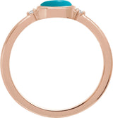 14K Gold Natural Turquoise Bezel-Set Cabochon Ring – .03 CTW - Rose Gold - view 2