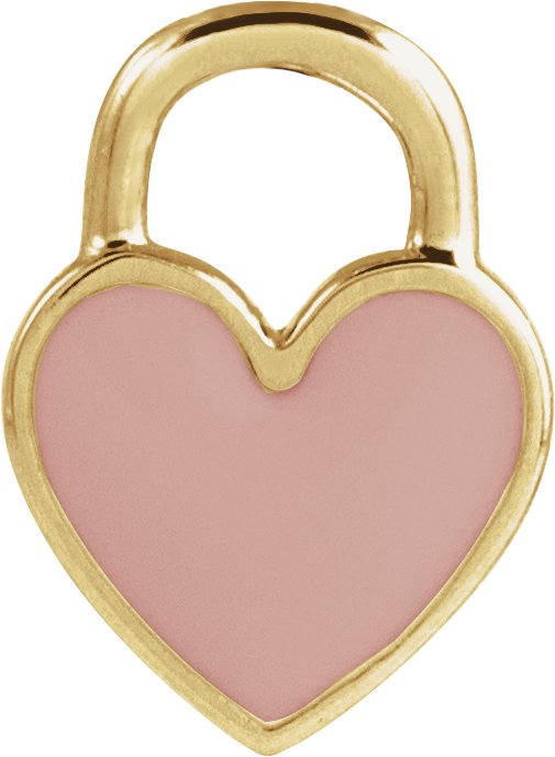 14K Gold Enamel Heart Necklace or Pendant – 11.57x8.7mm - Yellow Gold