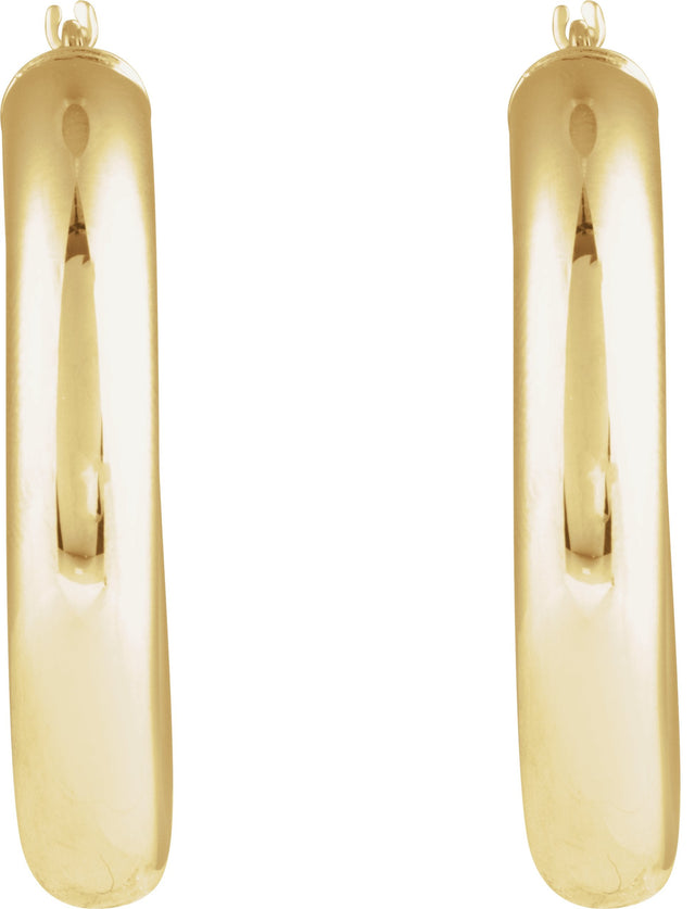 14K Gold Tube Hoop Earrings V - view 2