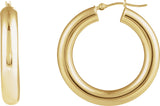 14K Gold Tube Hoop Earrings V