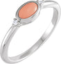 Platinum Natural Pink Coral Bezel-Set Cabochon Ring – .03 CTW