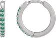 Platinum Round Lab-Grown Emerald Accented Huggie Earrings