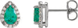 Platinum Lab-Grown Emerald Pear 4-Prong Halo-Style Low Stud Earring