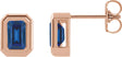 14K Gold Lab-Grown Blue Sapphire Emerald Solitaire Earrings - Rose Gold